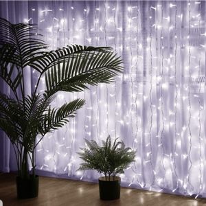 White Remote Control Window Curtain String Lights